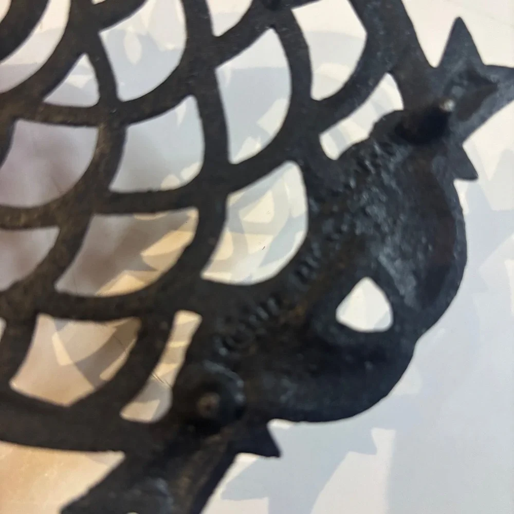 Vintage Black Cast Iron Owl Trivet Decor Pot Holder Rustic Farmhouse MCM REtro